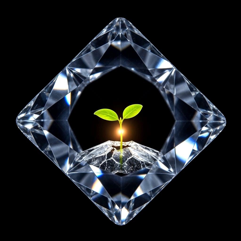 Macro Photo of Sprout Breaking Through Ice Crystal