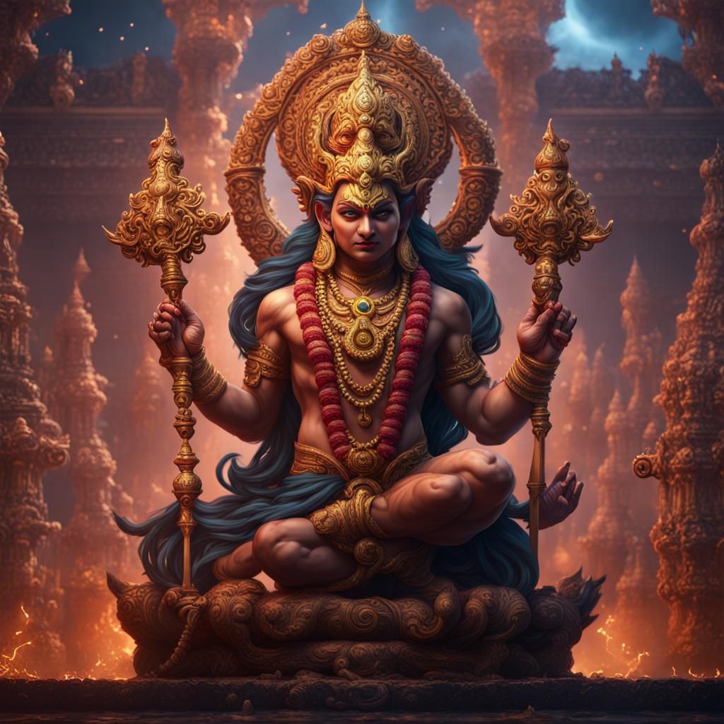 Detailed Matte Painting of Hindu God