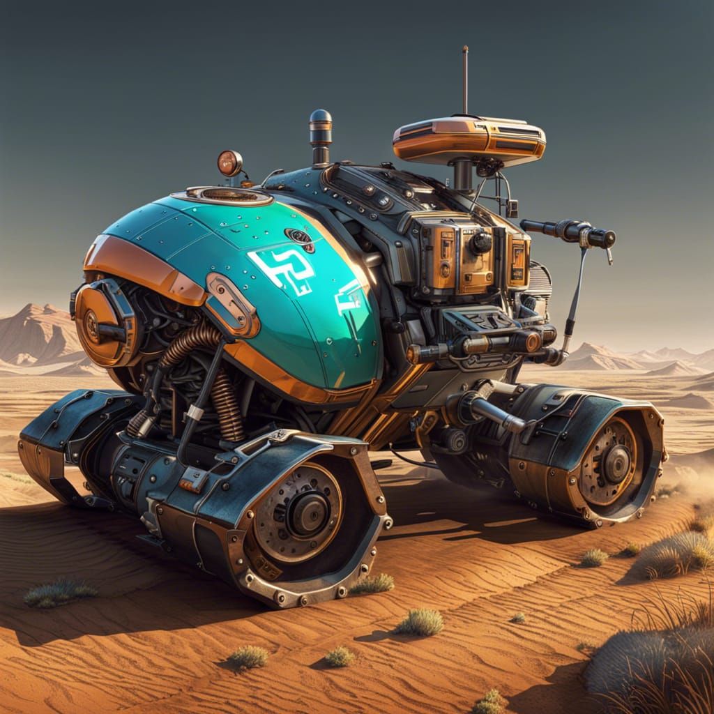 Cute Farming Robot in Colorful Digital Art Style