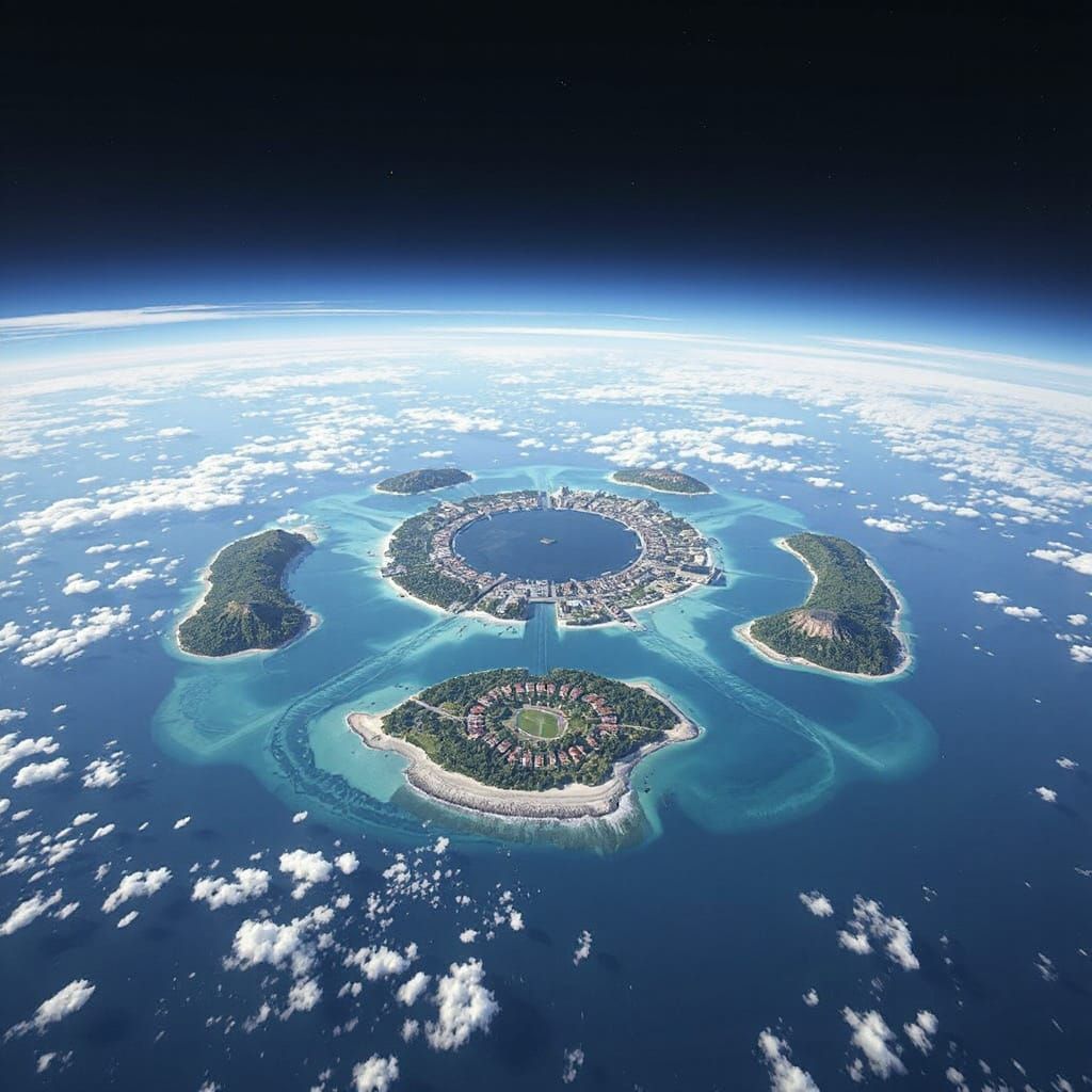 Tropical Island From Space in Photorealistic Style
