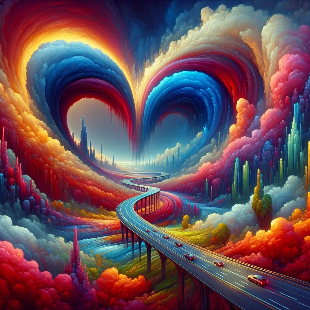 Heart Road to Heart Tunnel: Fantasy Digital Art