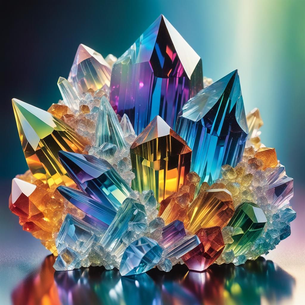 Magnificent Crystal Cluster in Hyper-Realistic Digital Art