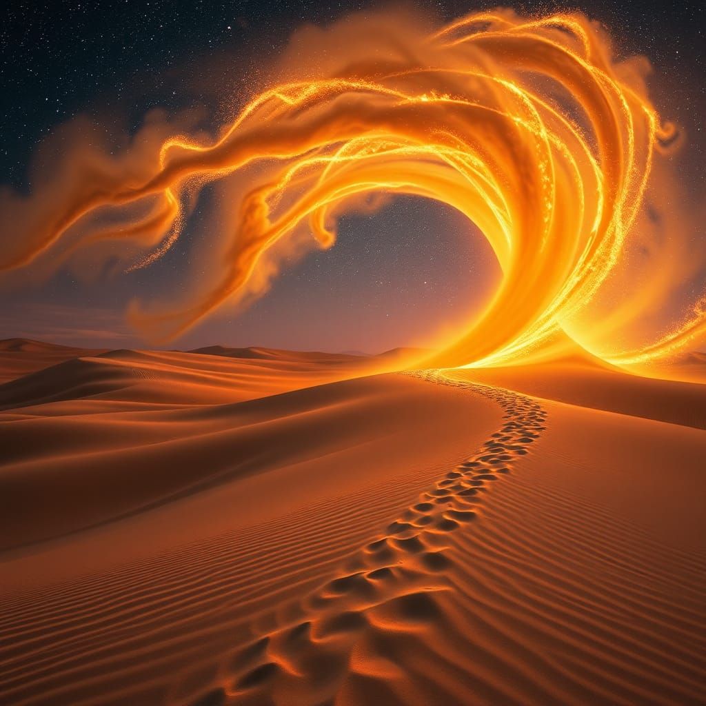 Magical Windstorm Creates Luminous Desert Patterns