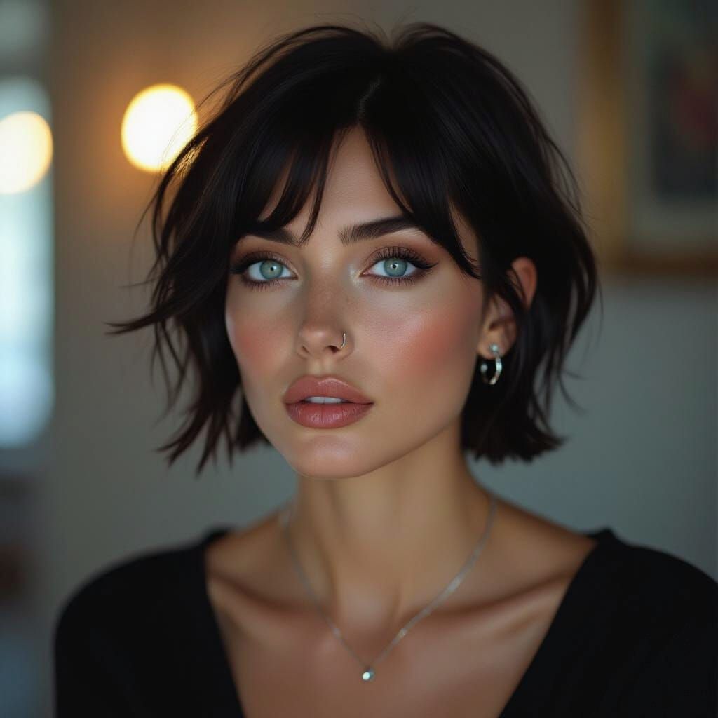 Dramatic Portrait of a Woman with Piercings