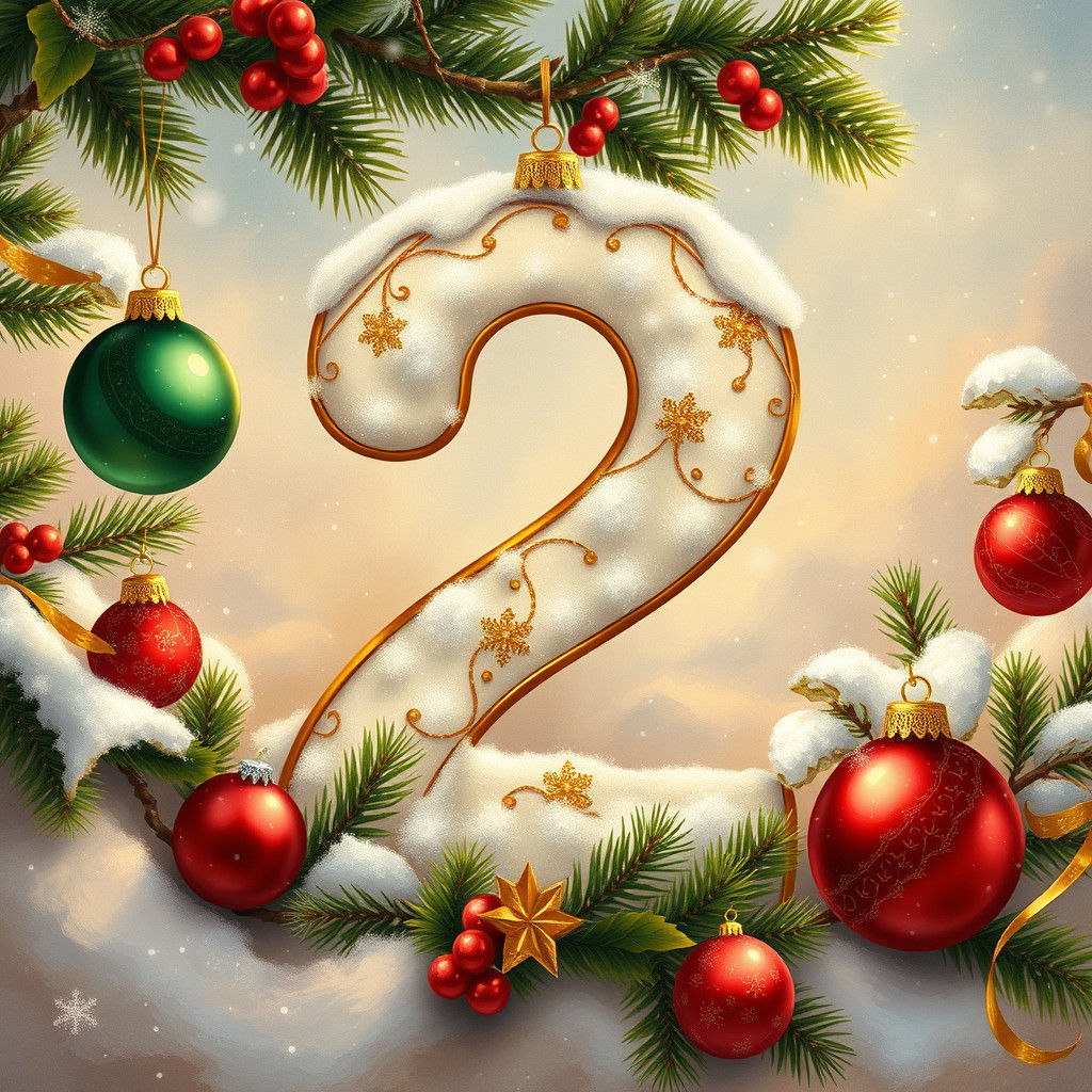 Festive Number Two in Winter Wonderland Scene