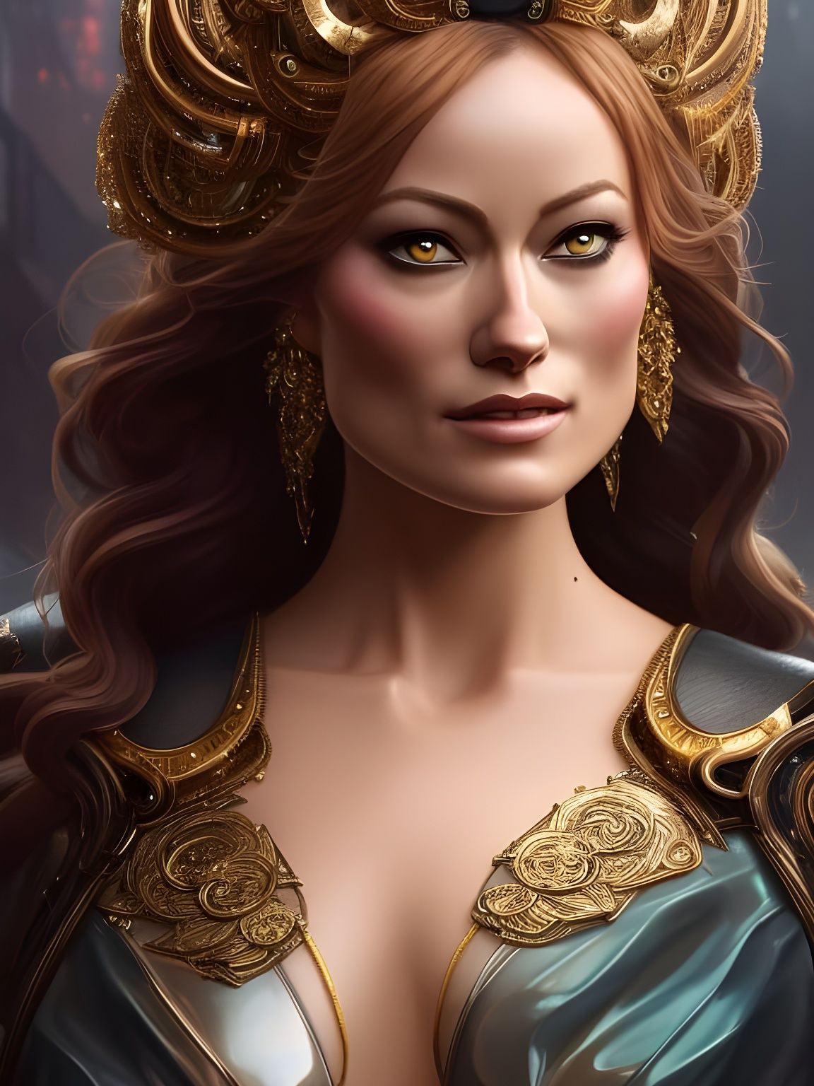 Olivia Wilde Portrait in Aetherpunk Art Style