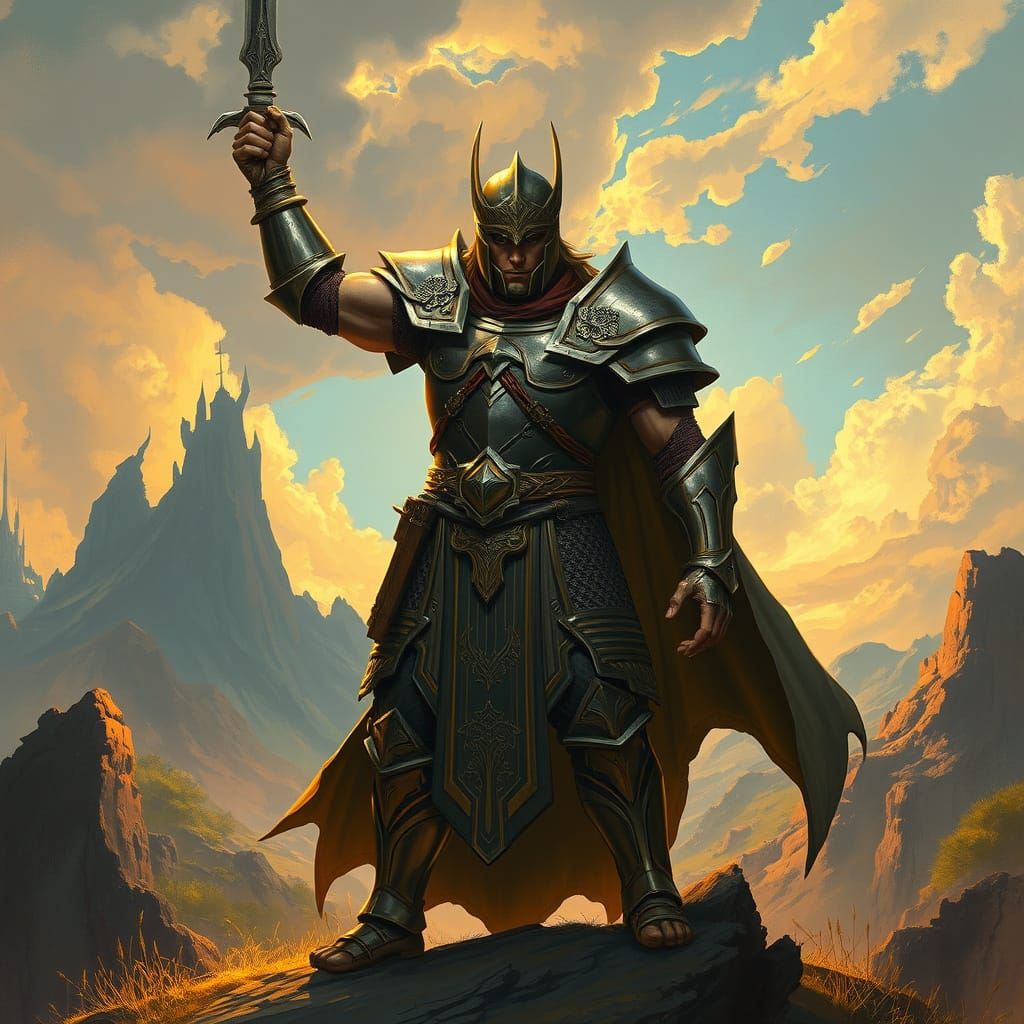 Heroic Fantasy Figure in Oil Painting Style