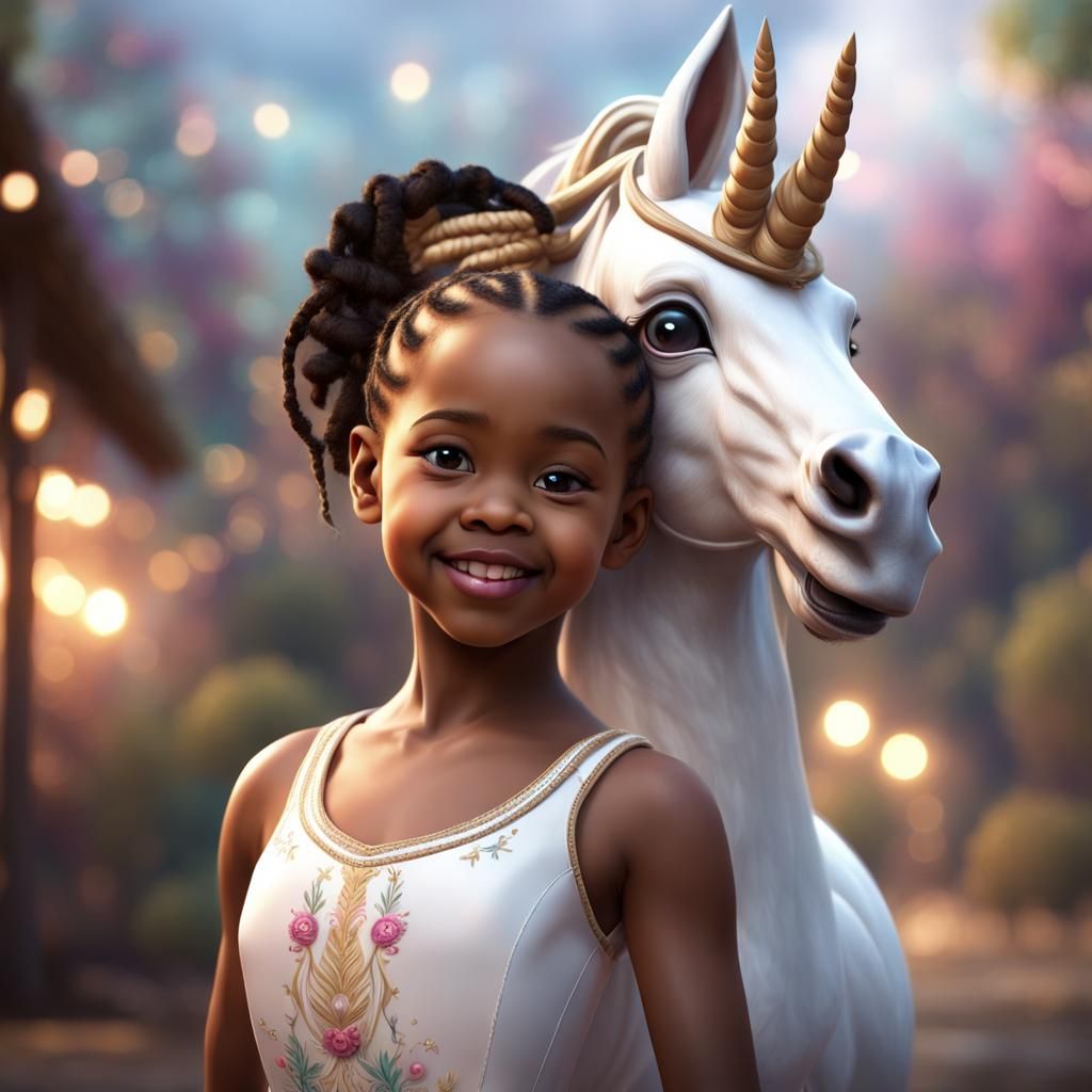 Joyous Girl with Braids: Fantasy Concept Art