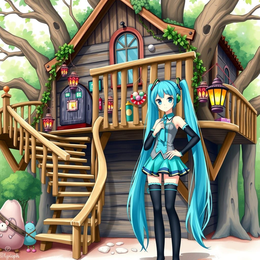 Surreal Singer in Whimsical Woodland