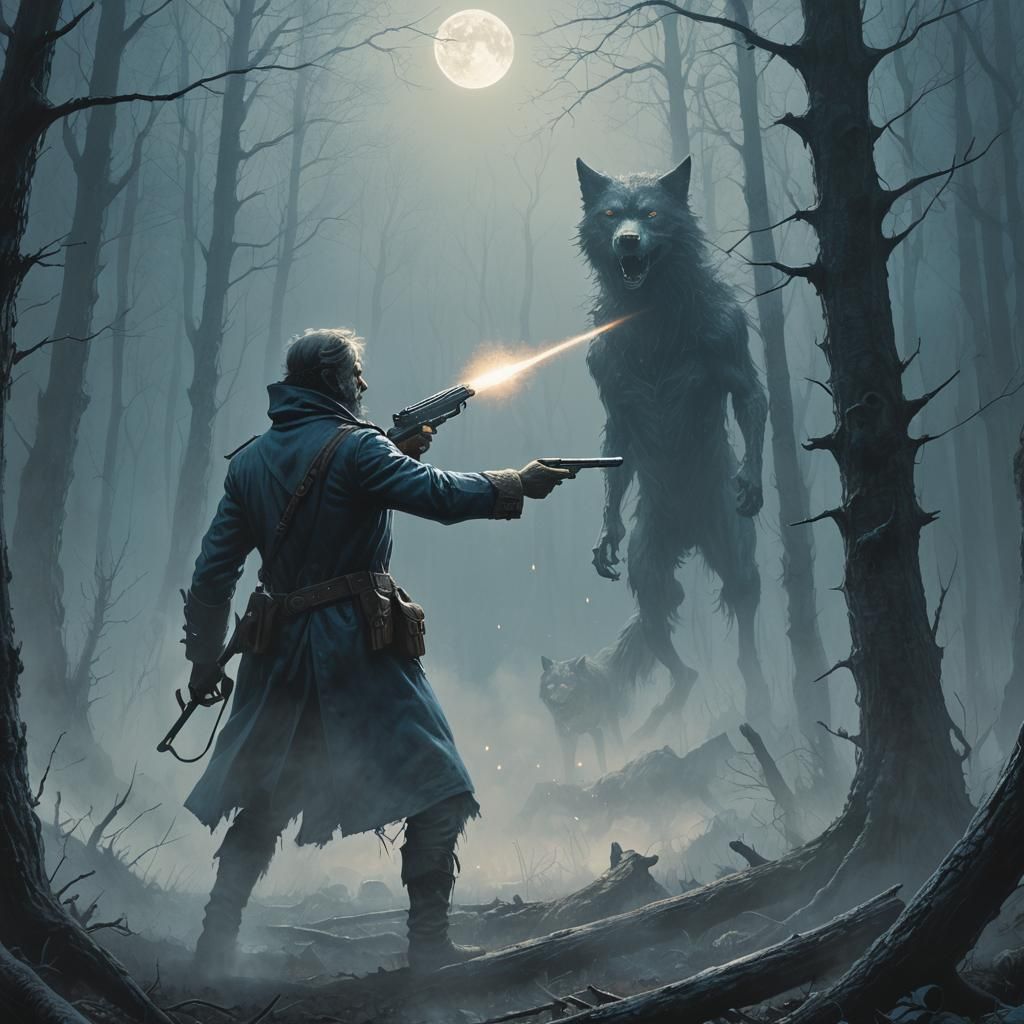 Hunter's Silver Bullet Fired in Misty Forest