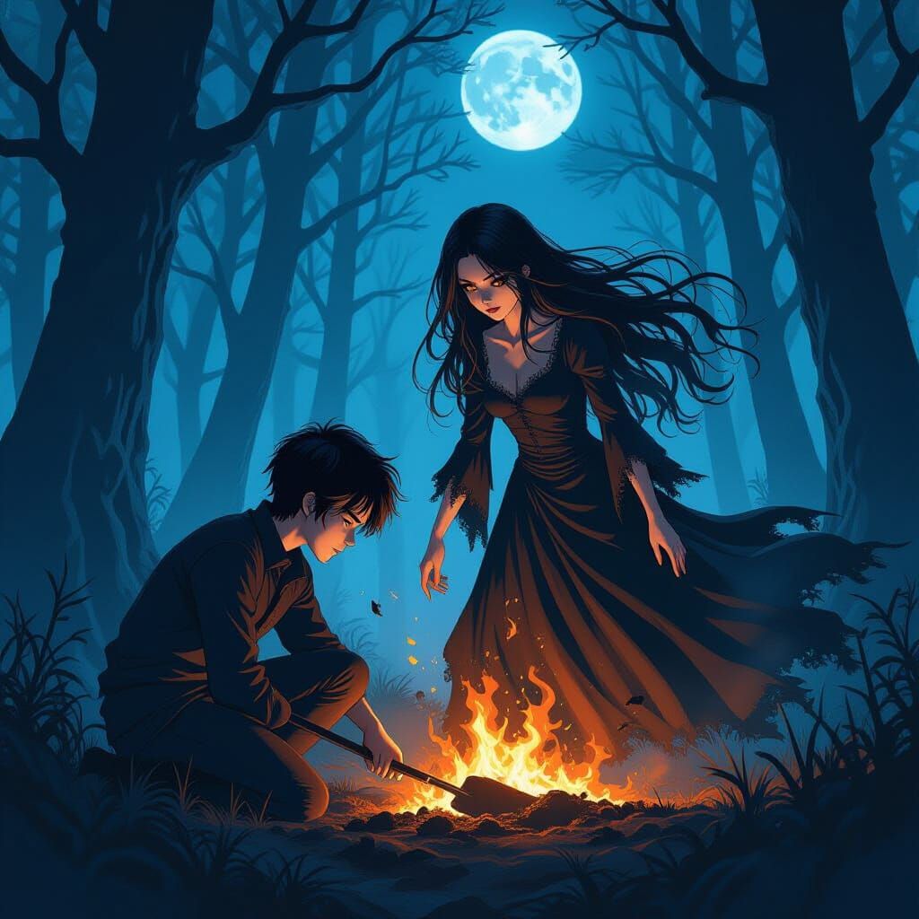 Witch Rises From Grave in Mystical Forest