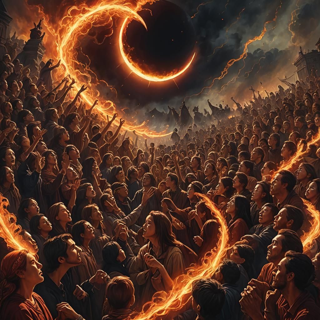 Fiery Solar Eclipse Emerges: Fantasy Concept Art