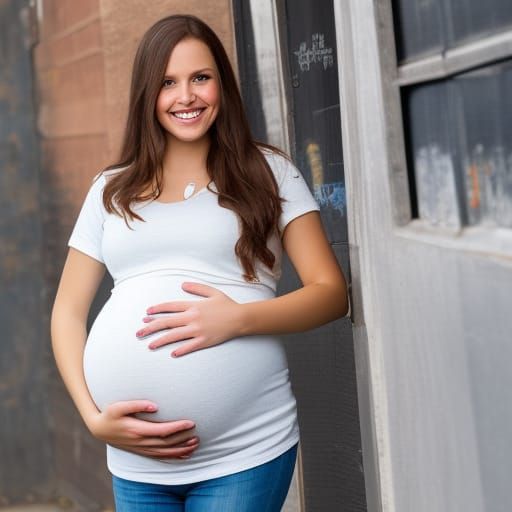 Pregnant Girl at School - AI Generated Image