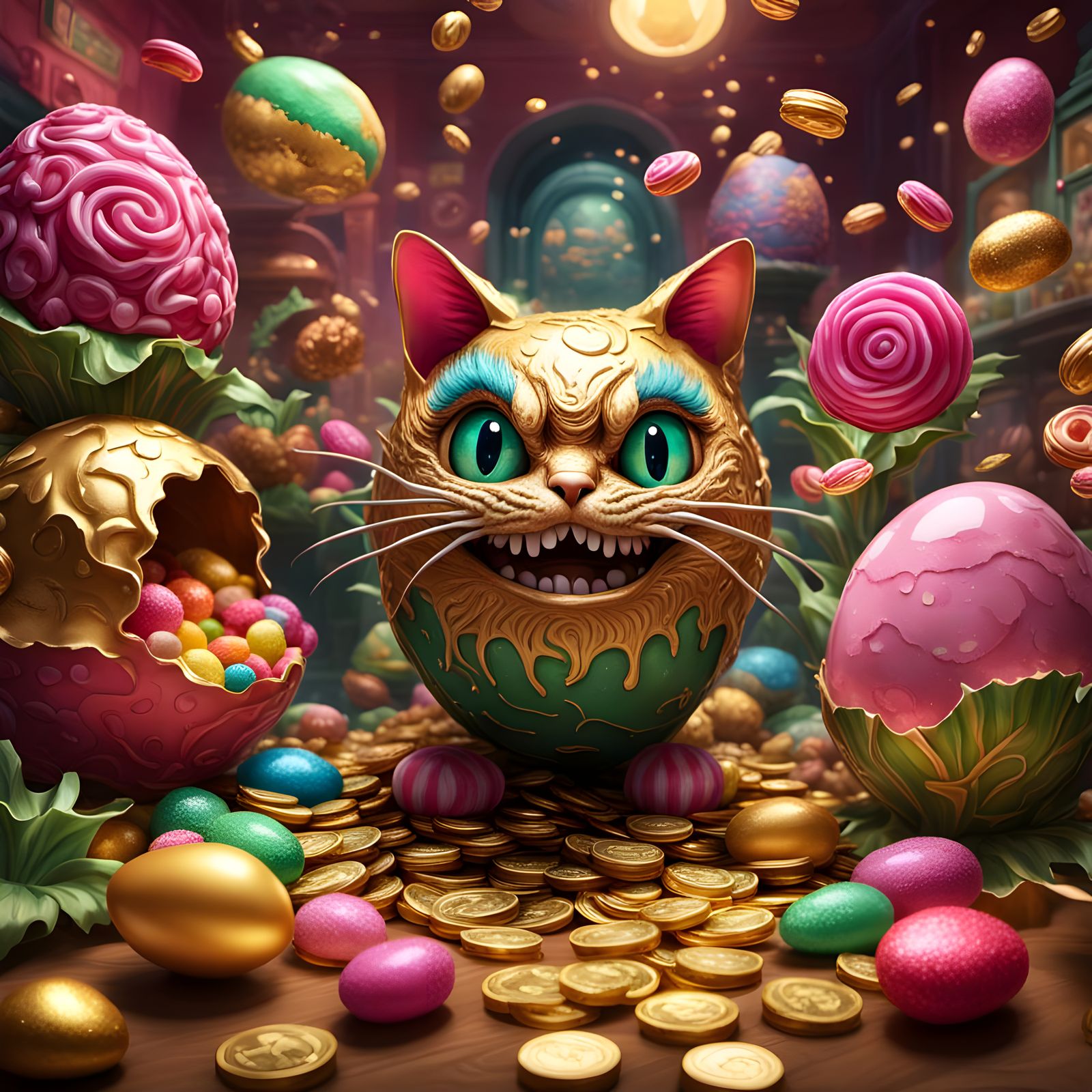 Hyperrealistic Kitten Egg in Candy Art Style