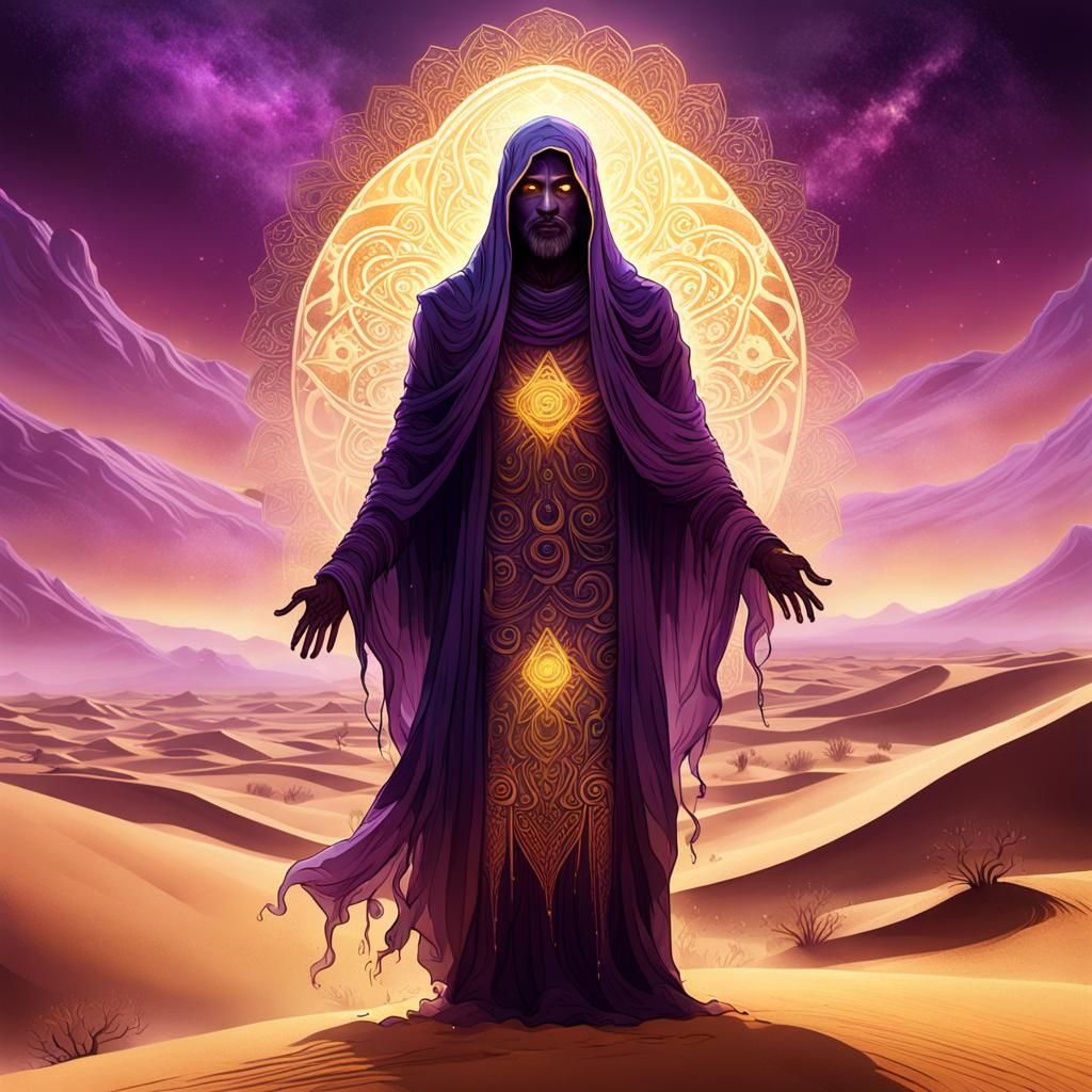 Ethereal Indian Ghost in Desert, Art Nouveau