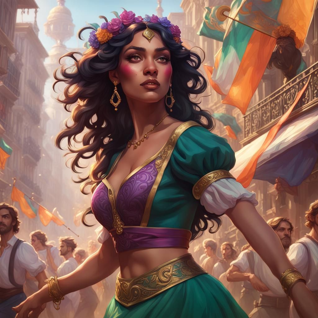 Esmeralda Dancing: Hyperdetailed Portrait