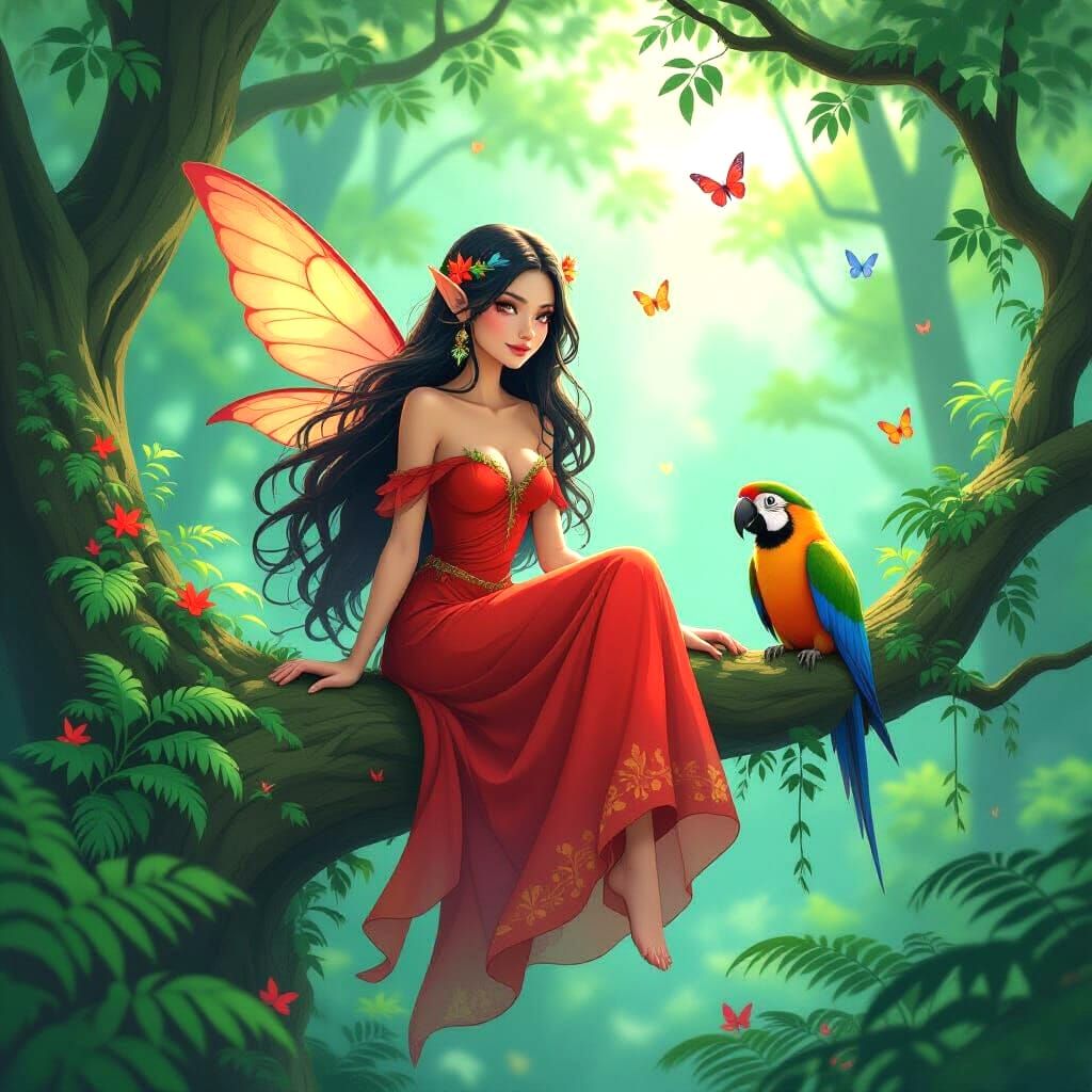 Fairy in Forest Digital Illustration
