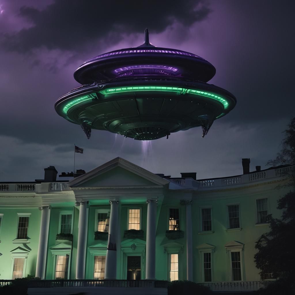 Alien Mothership Over White House: Cinematic Film Still