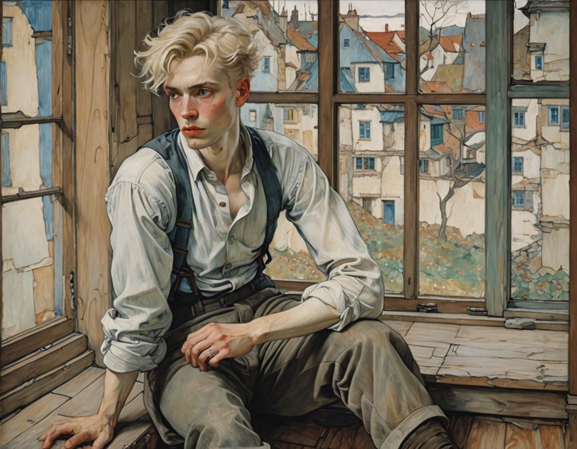 Romantic Portrait of Androgynous Youth by Window