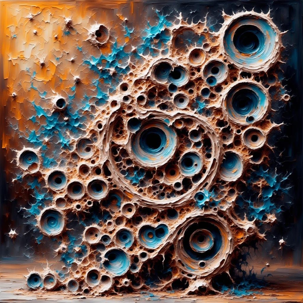 Cyberpunk Abstract Sculpture with Fractal Patterns and 3D Sh...