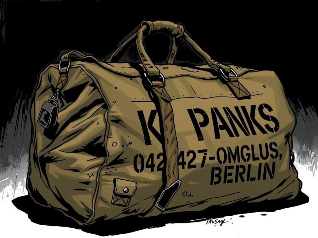 Woman Opens Duffle Bag in Noir Expressionist Style