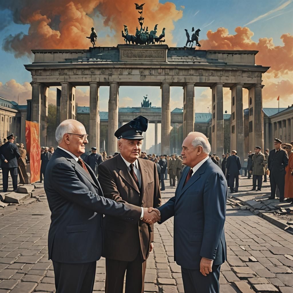 Historic Handshake at the Brandenburg Gate