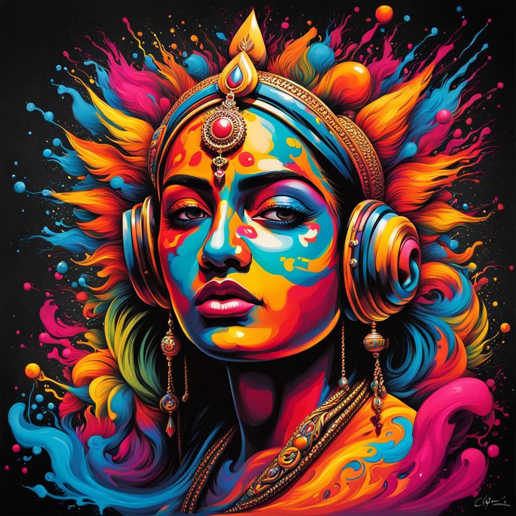 Vibrant Graffiti Art: Bhaja Govindam in Street Art Style