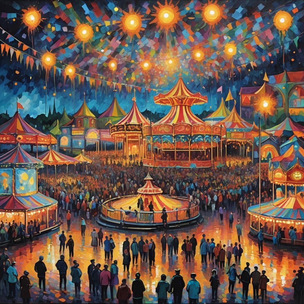 Fantasy Music Festival Fairground in Expressionist Style