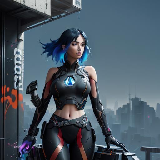 Nintendo Switch Girl in Anime Cyberpunk Style