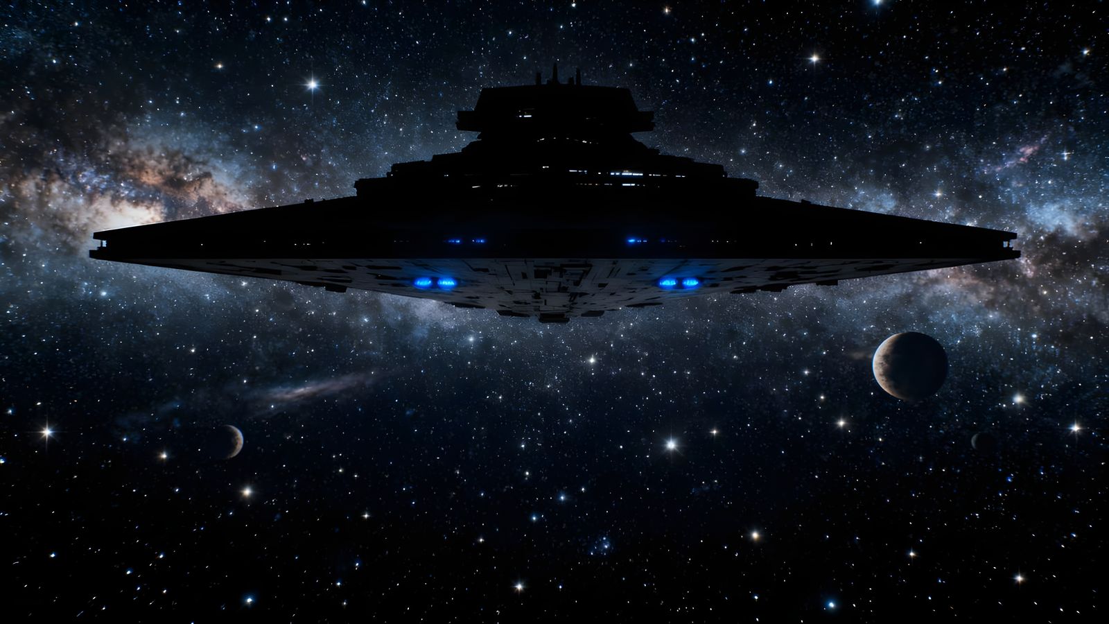 Massive Star Destroyer Over Star Field in Cinematic Sci-Fi S...