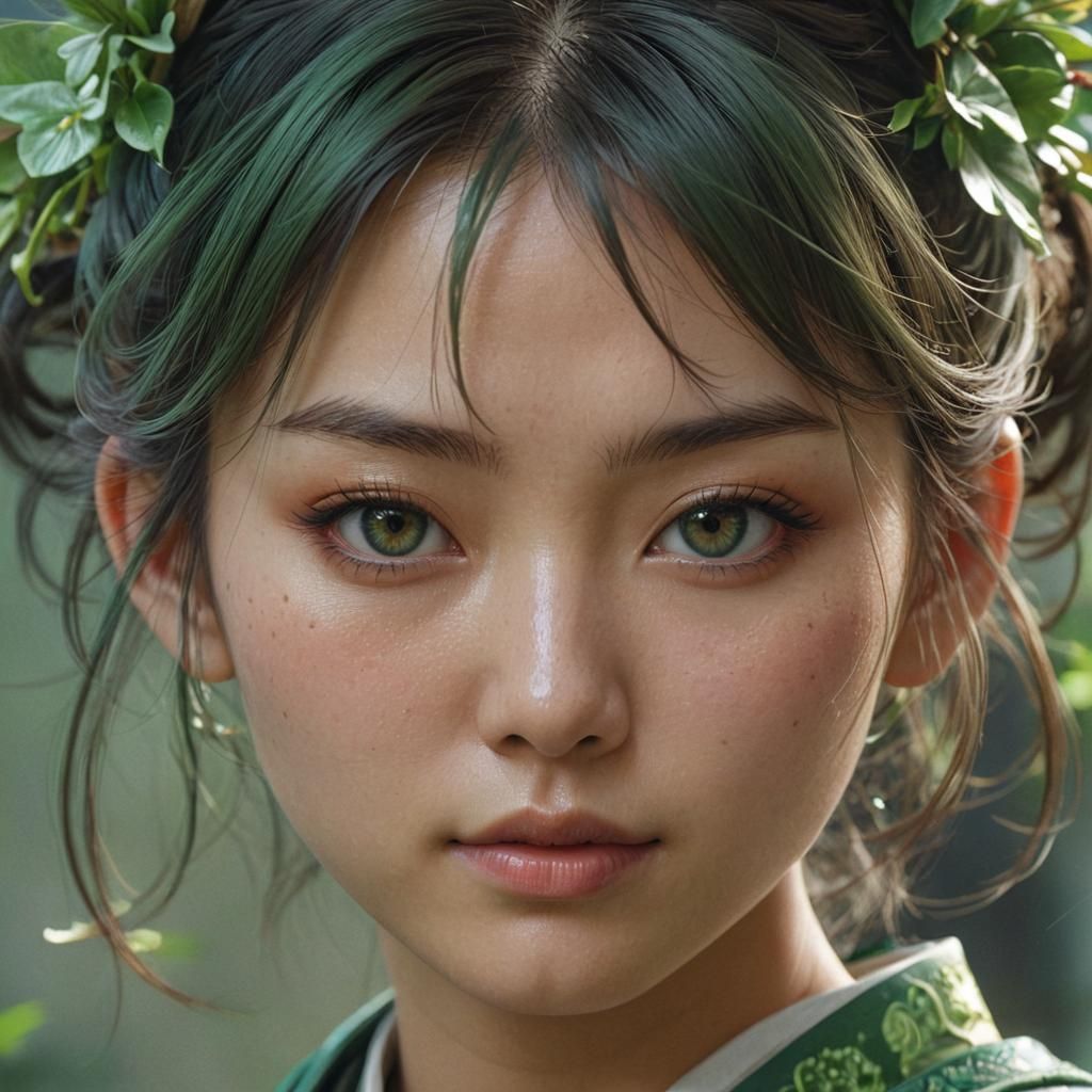 Beautiful Japanese Girl Portrait in Hyperrealistic Style