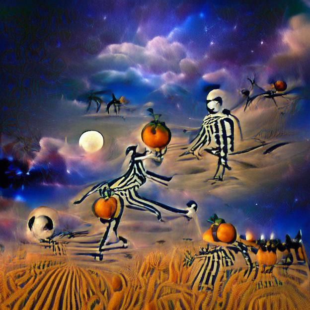 Surreal Skeletons Dancing Under the Full Moon