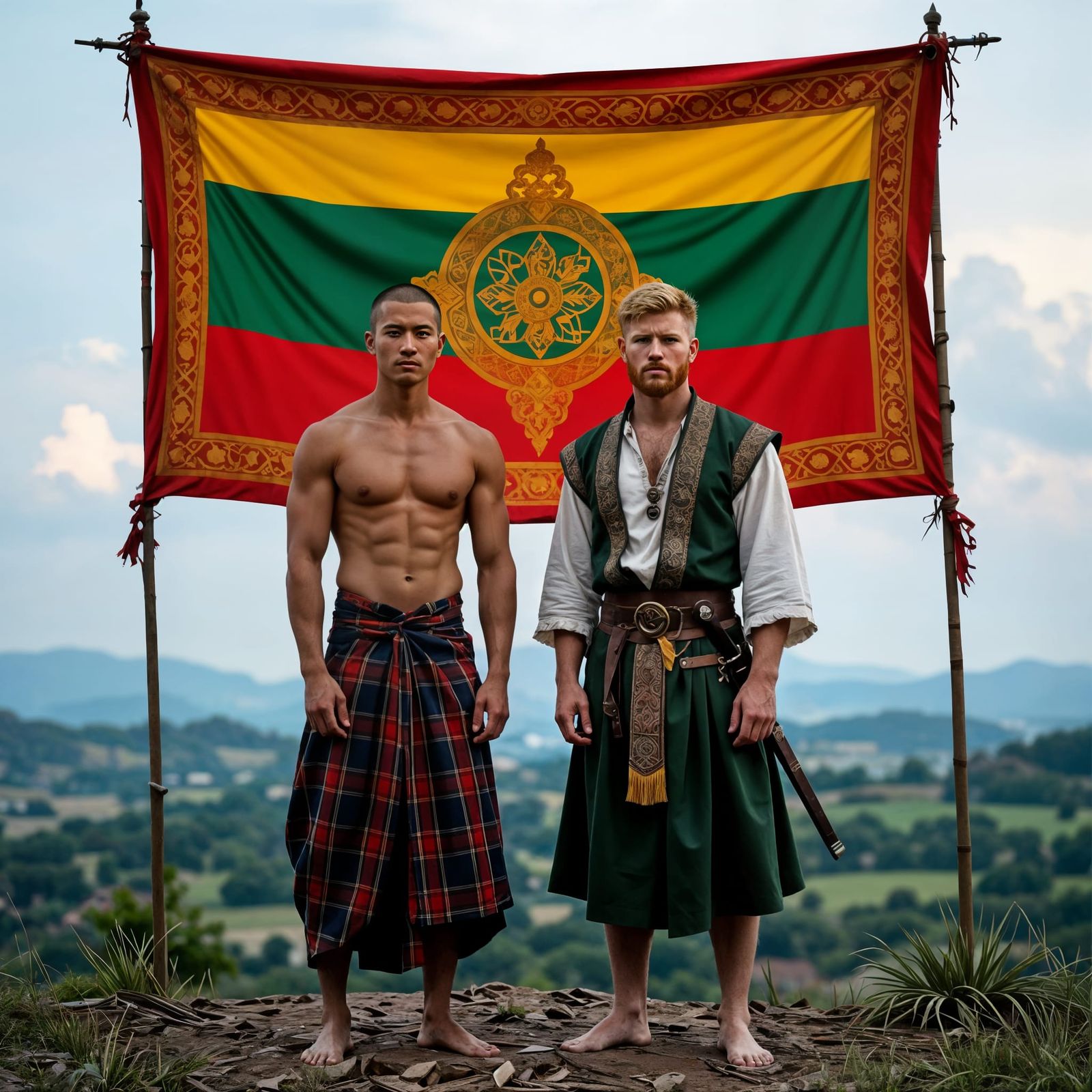 Thai-Celtic Brothers in Pre-Raphaelite Style