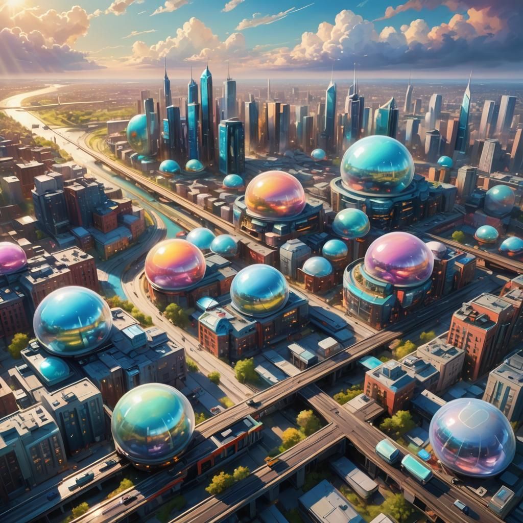 Futuristic City Concept Art with Bubble Buildings