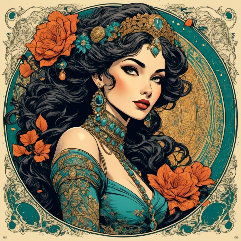 Striking Woman in Comic Book Style Illustration