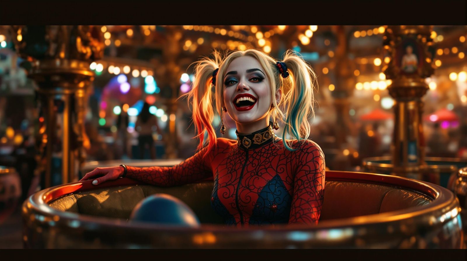 Harley Quinn Rides Teacups in Hyper-Realistic 3D