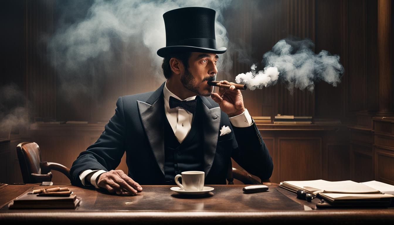 Hyperrealistic Cigar Smoker in Video Conference