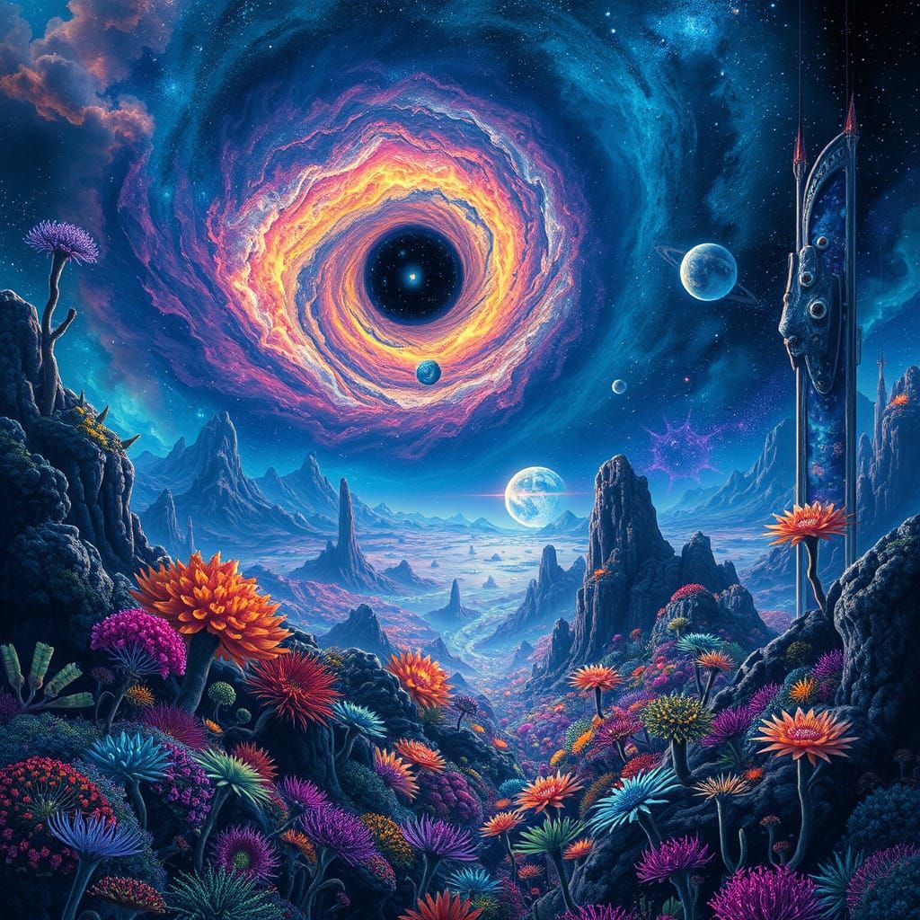 Cosmic Battlefield with Alien Life and Nebula