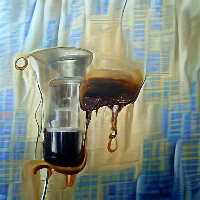Coffee IV Drip on Canvas: Oil Painting