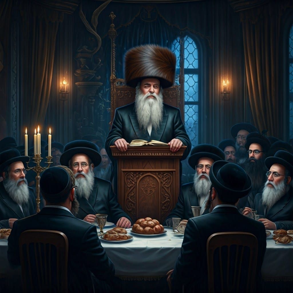 Orthodox Jewish Man Reciting Kiddush in Detailed Matte Paint...