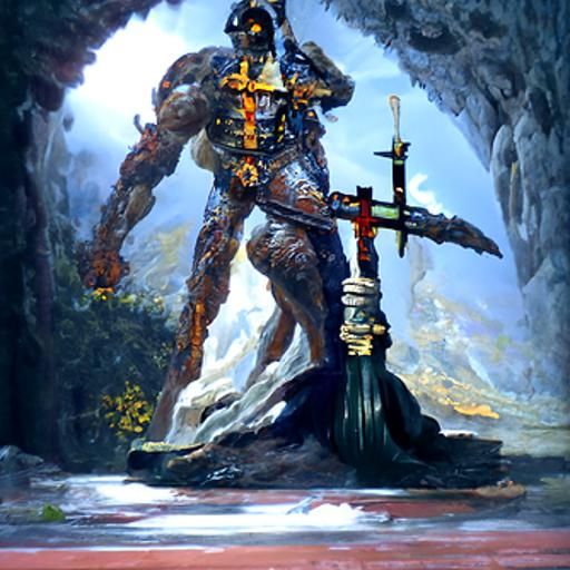 Epic God Slayer Oil Painting
