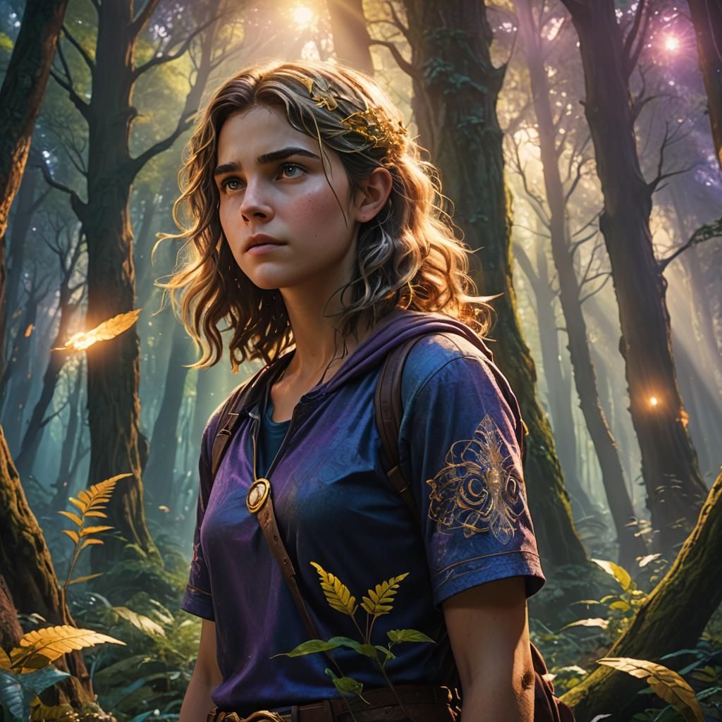 Annabeth Gazes at Percy in Mystical Forest