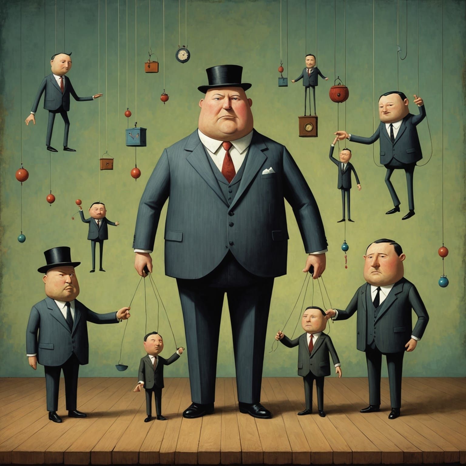 Fat Boss Plays with Worker Marionettes