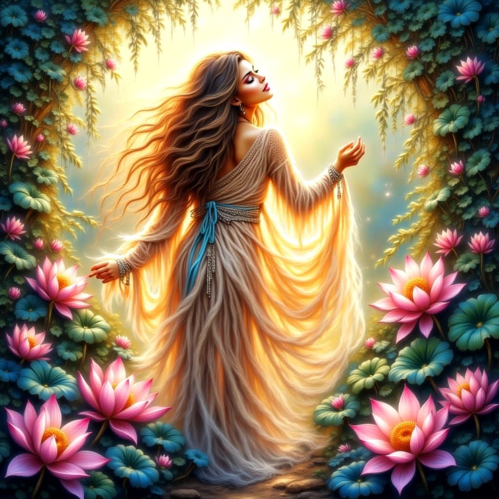 Ethereal Goddess Rises to Dreamy Skies