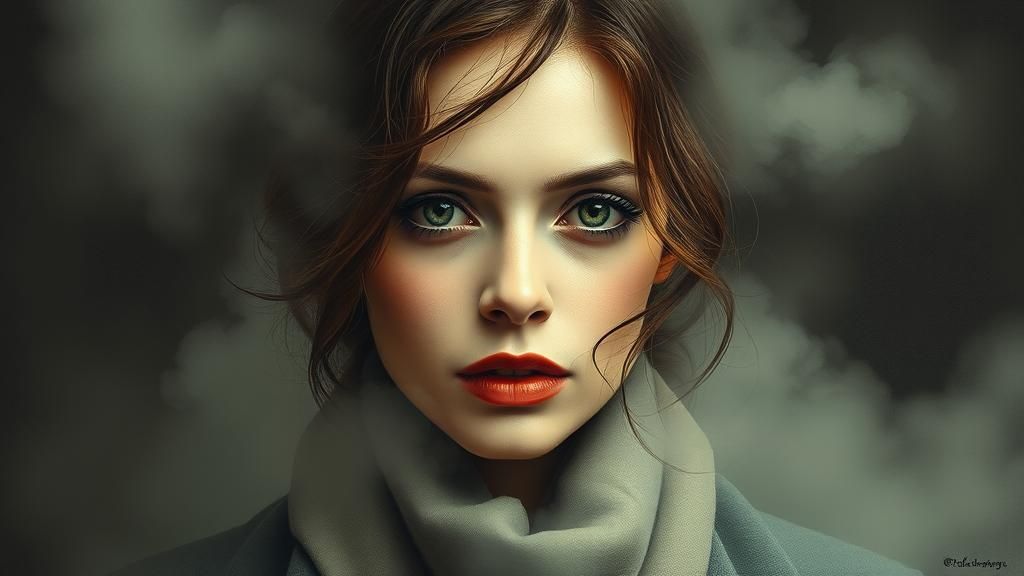 Introspective Woman's Melting Portrait in Surreal Style