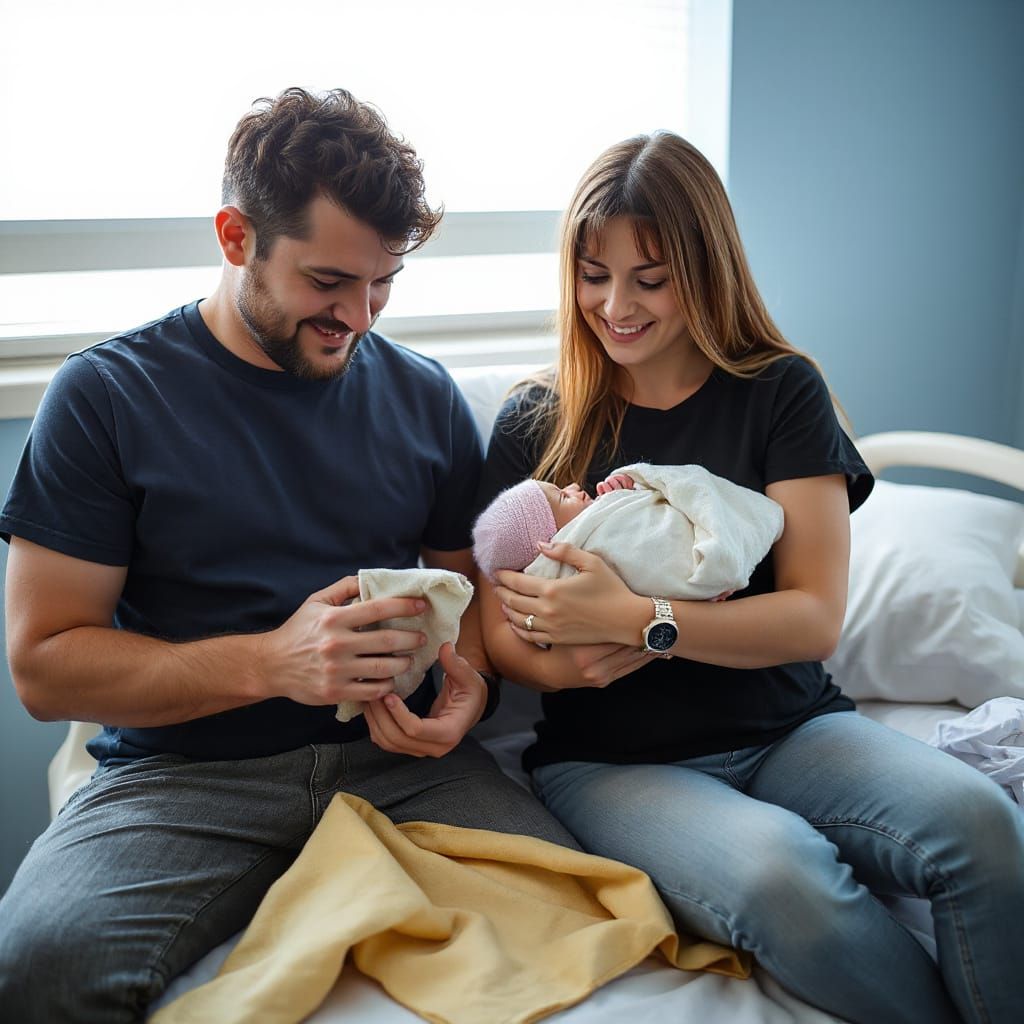New Family Moment in Hospital Room
