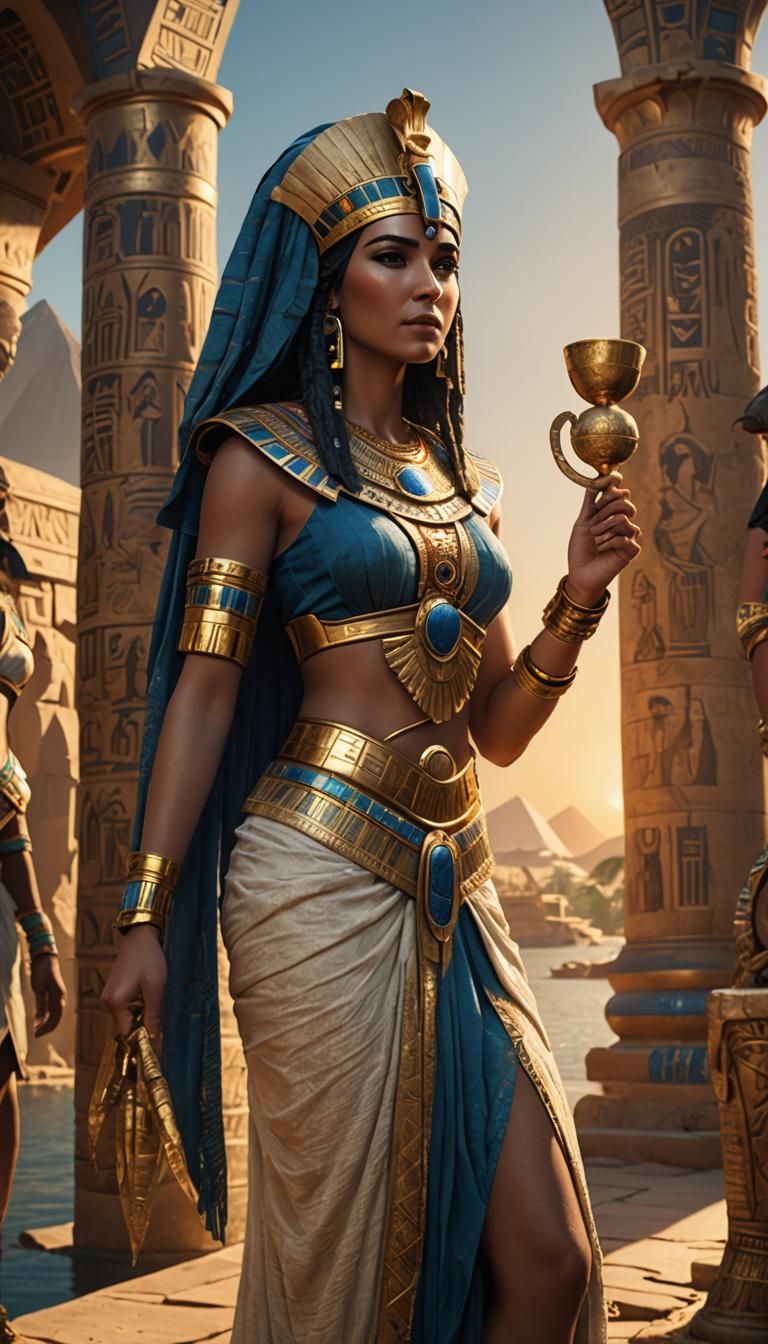 Cleopatra with Papyrus in Fantasy Matte Painting