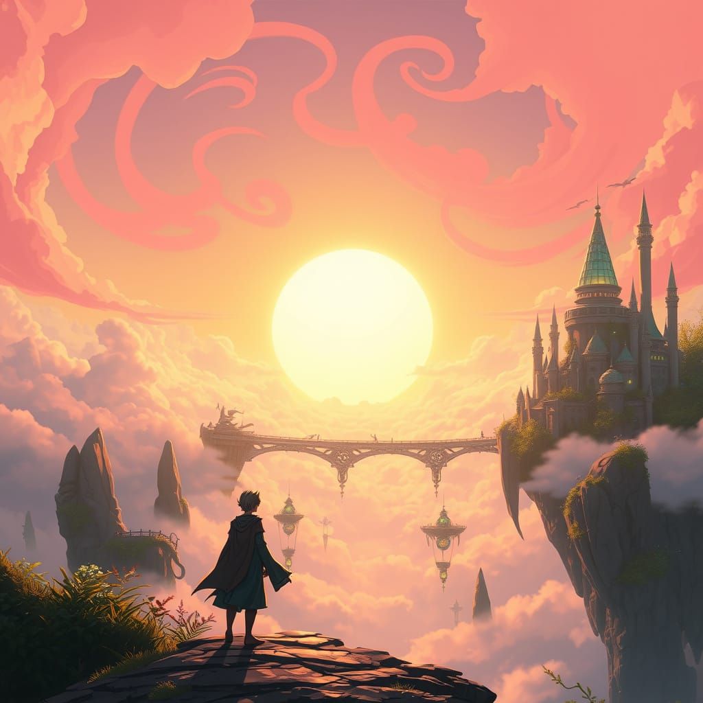 Epic Fantasy Island Kingdom at Golden Hour