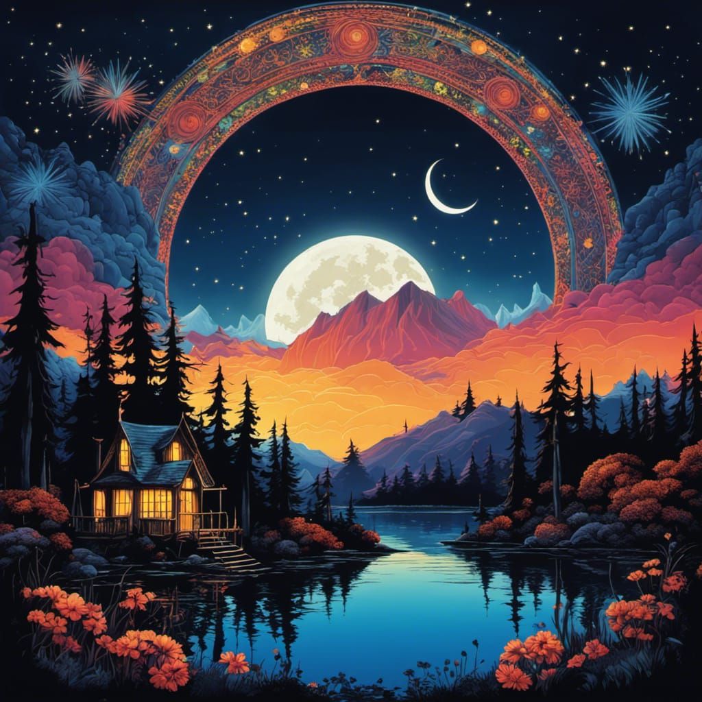 Gothic Island Dreamscape in Tim Burton Style