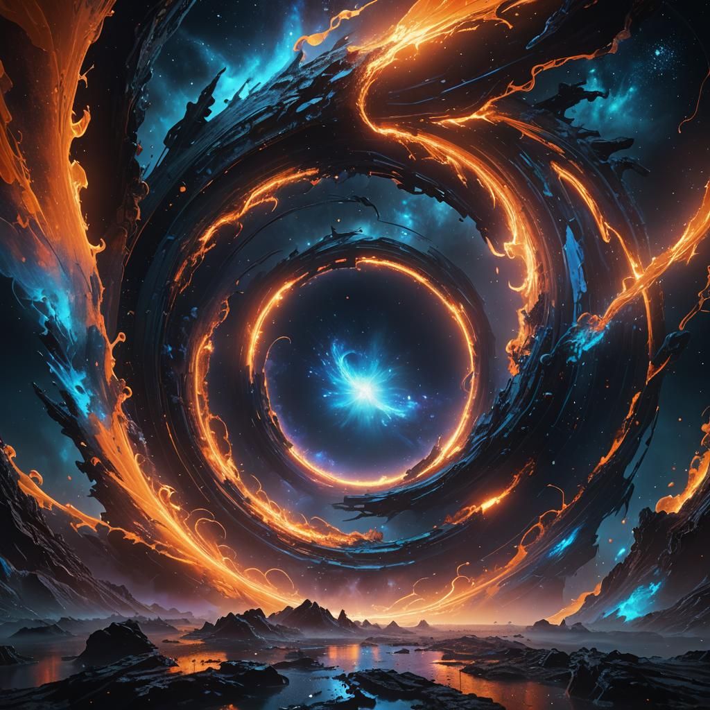 Iridescent Portal in Deep Space Void